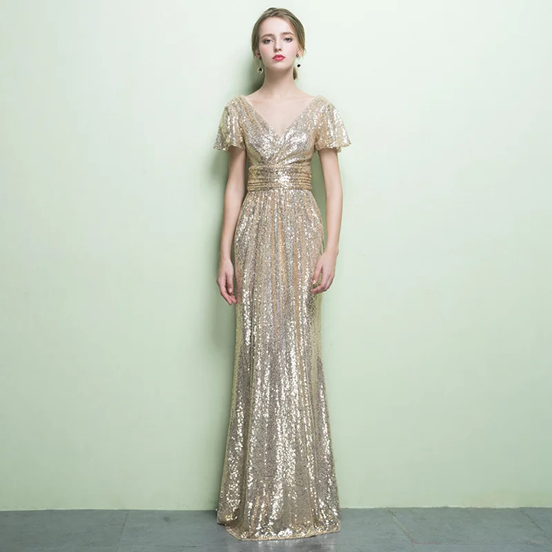 

2019 Mother Of The Bride Dresses Europe And America Evening Dress Women 2020 New Banquet Sequin Noble Host Long Slim Show Thin