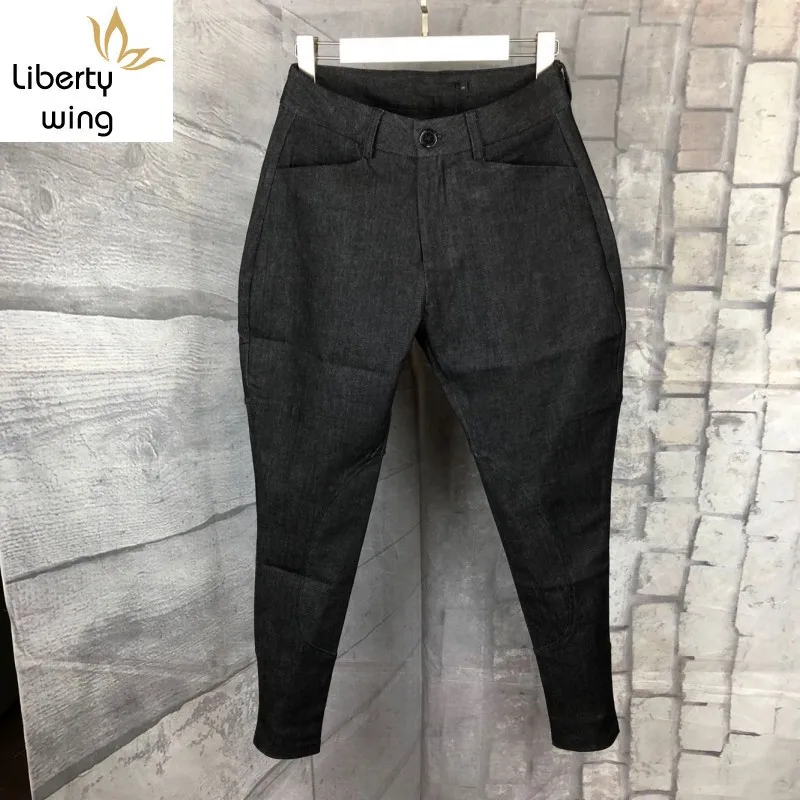 

Personality Spring New Men Harem Street Casual Hip Hop Denim Trousers Male Fashion Zipper Black Pencil Pants Plus Size