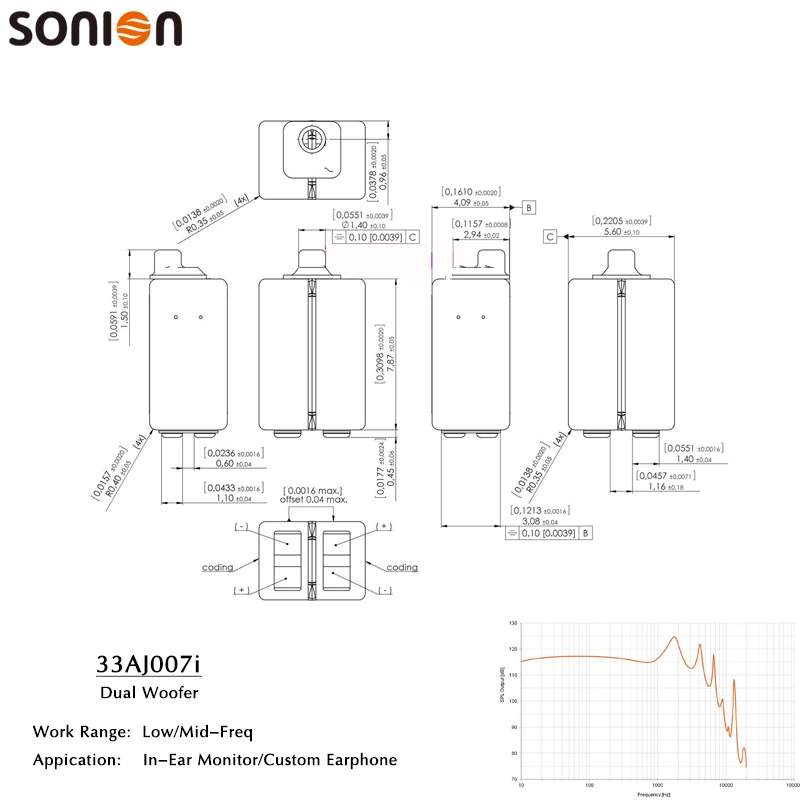 Sonion 33AJ00 7i/9 сбалансированный арматурный динамик драйвер двойной басовый НЧ BA для