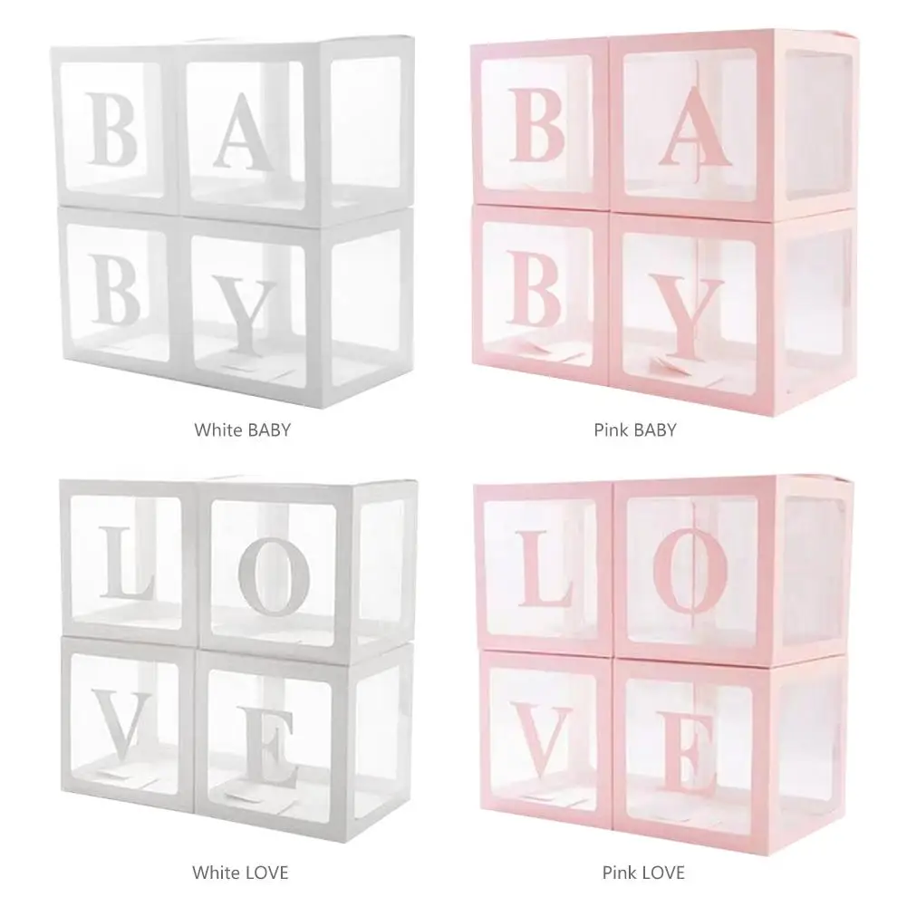 4 шт Алфавит Прозрачный шар коробка любимый блок Baby Shower День рождения Свадьба Декор День Святого Валентина подарочная упаковка коробка