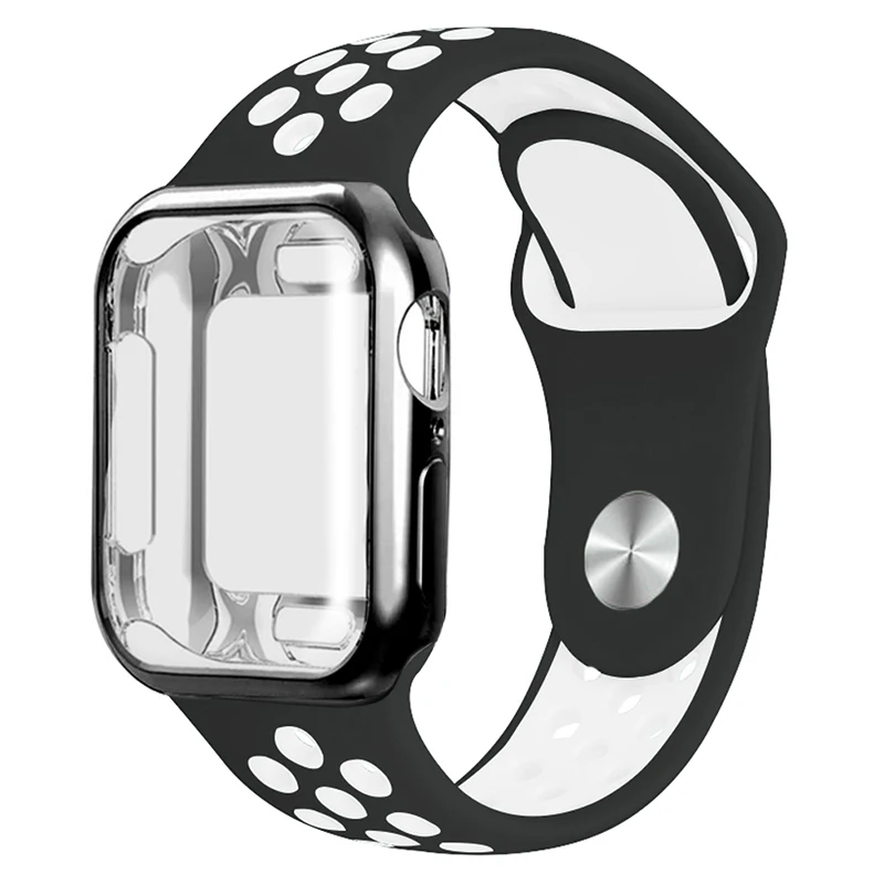 Дышащий силиконовый спортивный ремень Apple Watch 5 4 3 2 1 42 мм 38 мм резиновый ремешок Nike+ Iwatch+ чехол 5 4 3 40 мм 44 мм