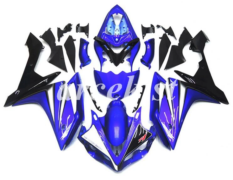 Литьевая форма) ABS полный обтекатель комплект подходит для Yamaha YZF1000 R1 2007 2008 07 08 YZF R1 Кузов Набор на заказ красный синий белый - Цвет: blue black