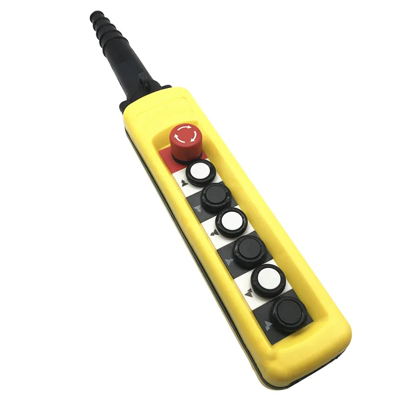 2 Speed Control Hoist Crane Pendant Control Station 6 Pushbuttons with Emergency Stop XAC-6913 for Industrial Use