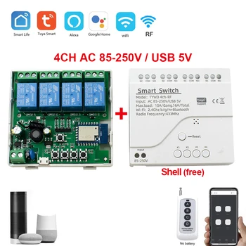 Tuya inteligentne Wifi moduł przełączający silnik 5V 12V 32V 220V RF 433 Radio pilot 4 kanały przekaźnik Inching dla Alexa Google Home 1