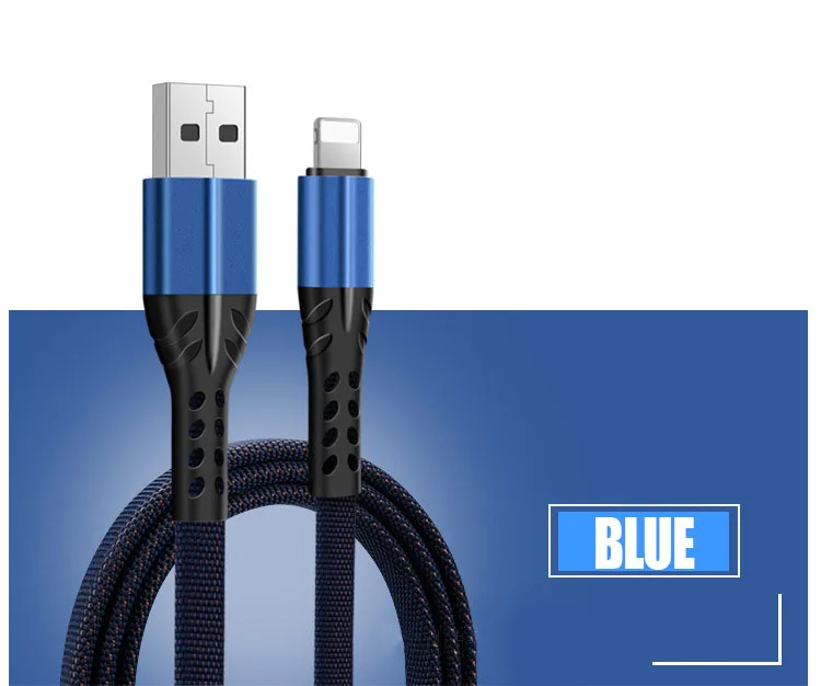 1 м 2 м USB кабель Быстрая зарядка алюминиевый сплав Плетеный плоский 3 а кабель для передачи данных для мобильного телефона для микро-зарядного устройства - Цвет: Blue