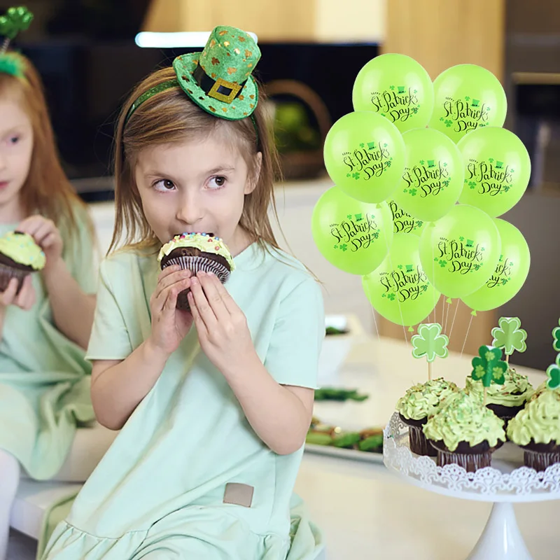 Lucky Clover Green Printed Latex Confetti Globos Balloon Irish Clovers St. Patricks Day party supplies
