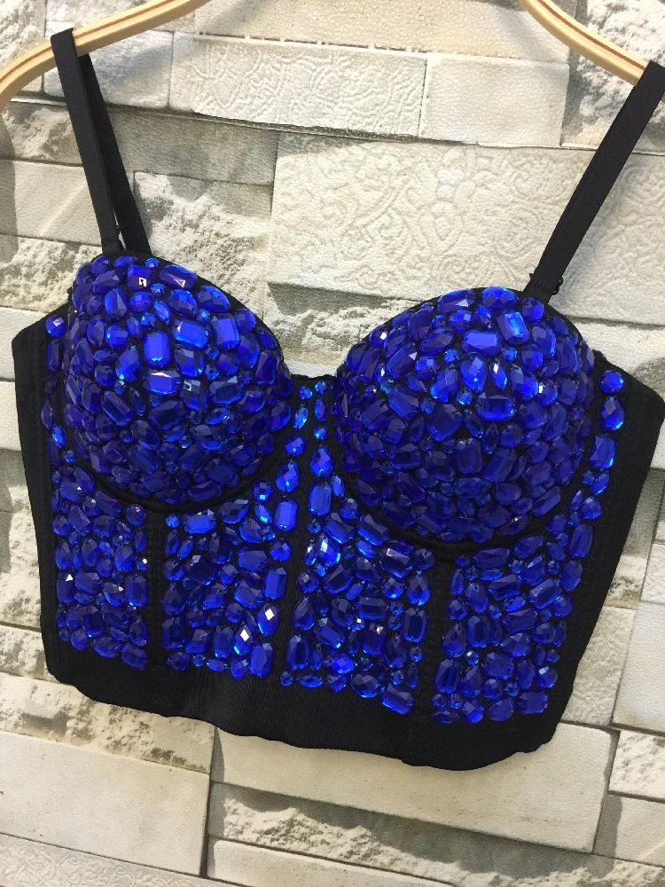 blue sparkly crop top