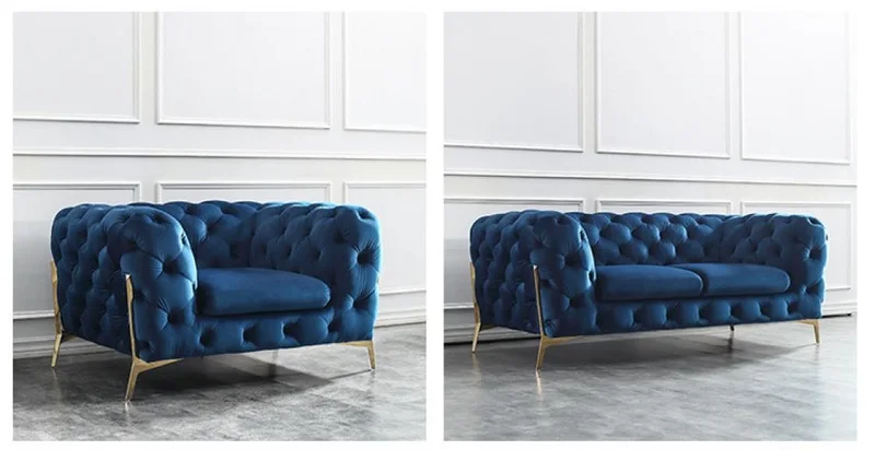 U-BEST CHESTERFIELD SOFA BLUE FABRIC 4