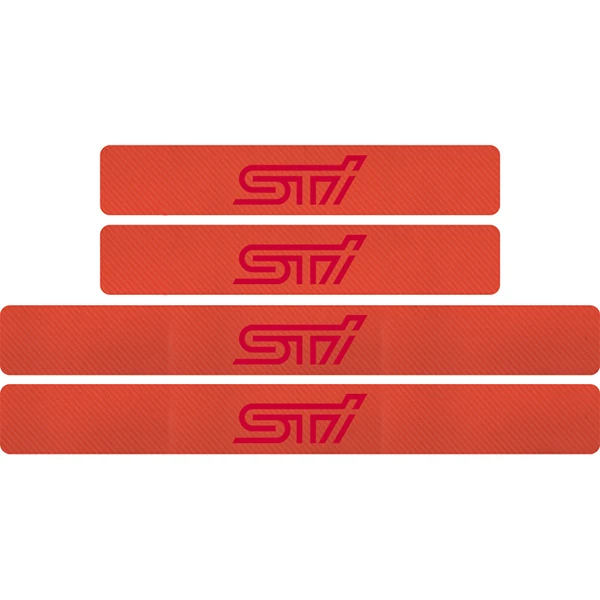 Orange red 4 шт. углеродное волокно двери автомобиля порог Защитная Наклейка STI эмблема значок для Subaru Forester Outback ралли WRX WRC XV Impreza - Название цвета: Orange red