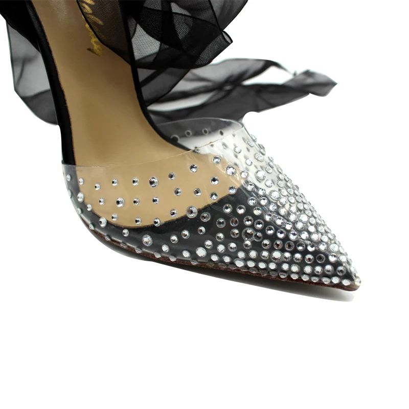 Carollabelly/Новинка года; брендовые сандалии с ремешками; прозрачные женские босоножки на прозрачном каблуке с кристаллами из пвх; Летняя обувь
