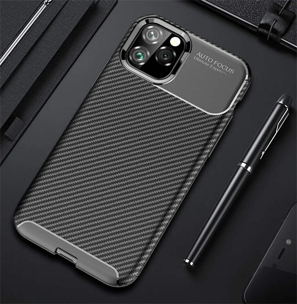 Чехол для телефона для IPhone 11 Pro 11 Pro MAX Модный карбоновый+ защитный силиконовый из ТПУ чехол s для 11