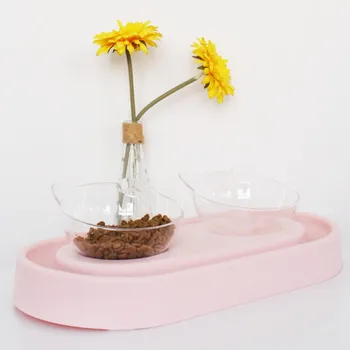 

Cat Ear Cat Bowl Protection Cervical Spine Adjustable Angle Oblique Double Bowl Non-slip Cat Bowls Double Bowls Pet Supplies