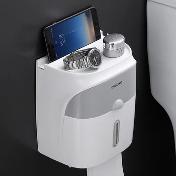 

Bathroom Accessories Toilet Paper Holder Dispenser Tissue Box Plastic Waterproof Wall Mounted Roll Portable Double