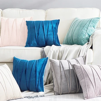 

Dutch Velvet Hand-made Throw Pillow Multicolor Covers Solid Decorative Cushion Case Pillowcase For Bedroom Livingroom