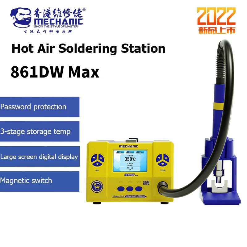 Умная станция для распайки горячим воздухом Mechanic 861DW Max с цифровым дисплеем 1000 Вт