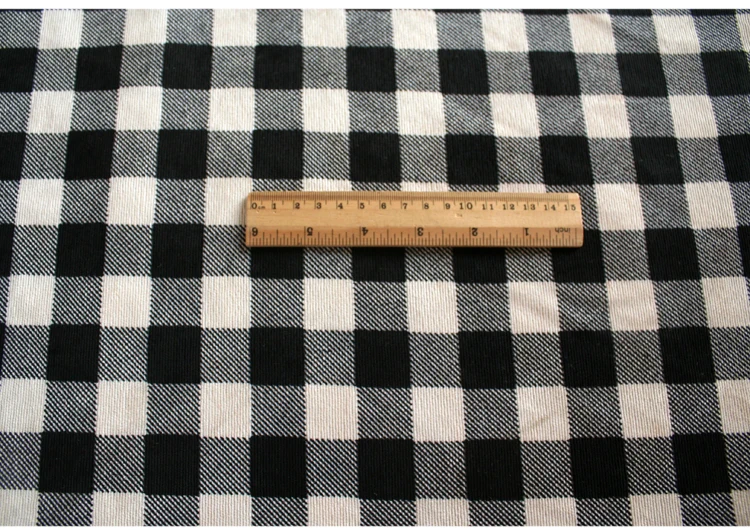 Половина метра элегантный черный белый плед печати хлопок вельвет ткань для осень зима платье брюки пальто T857