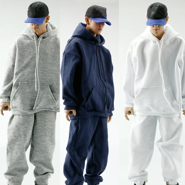 FA012 1/6 Scale Fashion Soldier Pullover Sport Hoodie Sweater Set Loose Pants Trousers Clothes Set Model for 12'' Strong Body 1