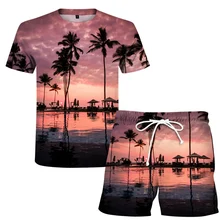 2021 Fashion New Printed Men's T-shirt + Sports Shorts Set High Quality Sports Outdoor Clothing