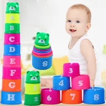 Пластик игрушки для дня рождения, рождественский подарок для маленьких детские игрушки для раннего обучения детей 8*38 комплекты cm соли для ванн Уайт время штабелирование чашек учить