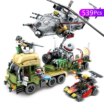 

Sembo 11713 military war building blocks toy black gold plan crude oil transport heavy truck compatible with Lepining boy toys