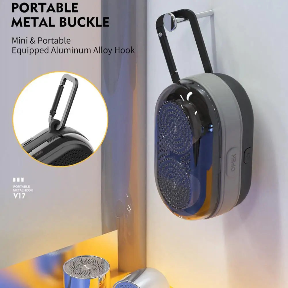 V17 TWS беспроводной динамик открытый мини Bluetooth 5,0 динамик тяжелый бас портативный стерео динамик с зарядной коробкой металлической пряжкой
