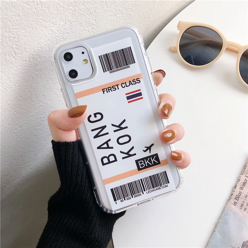 Hot New York Seoul Tokyo INS First Class Ticket Phone Case For Samsung S9 S8 Note 10 9 Plus cover Luxury 3D clear Flight Ticket