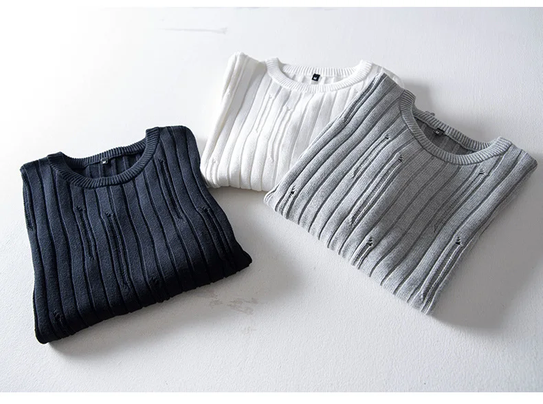Для мужчин свитера модные Kniteted Полосатые свитера Для мужчин s Slim Fit сплошной Цвет компьютер Вязание свитер, горячая Распродажа пуловер Свитера