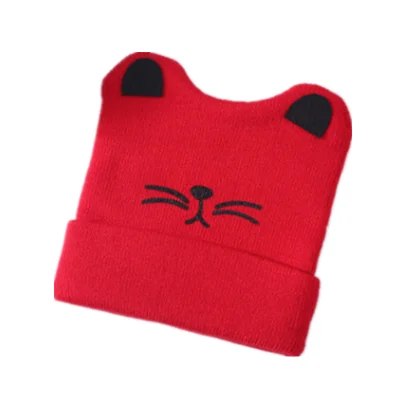 Pudcoco с рисунком кота; шапка для малышей на зиму детские для маленьких девочек и мальчиков, теплые, милые, миленькие в японском стиле(«шапочка фасоли шапка аксессуары - Цвет: Red