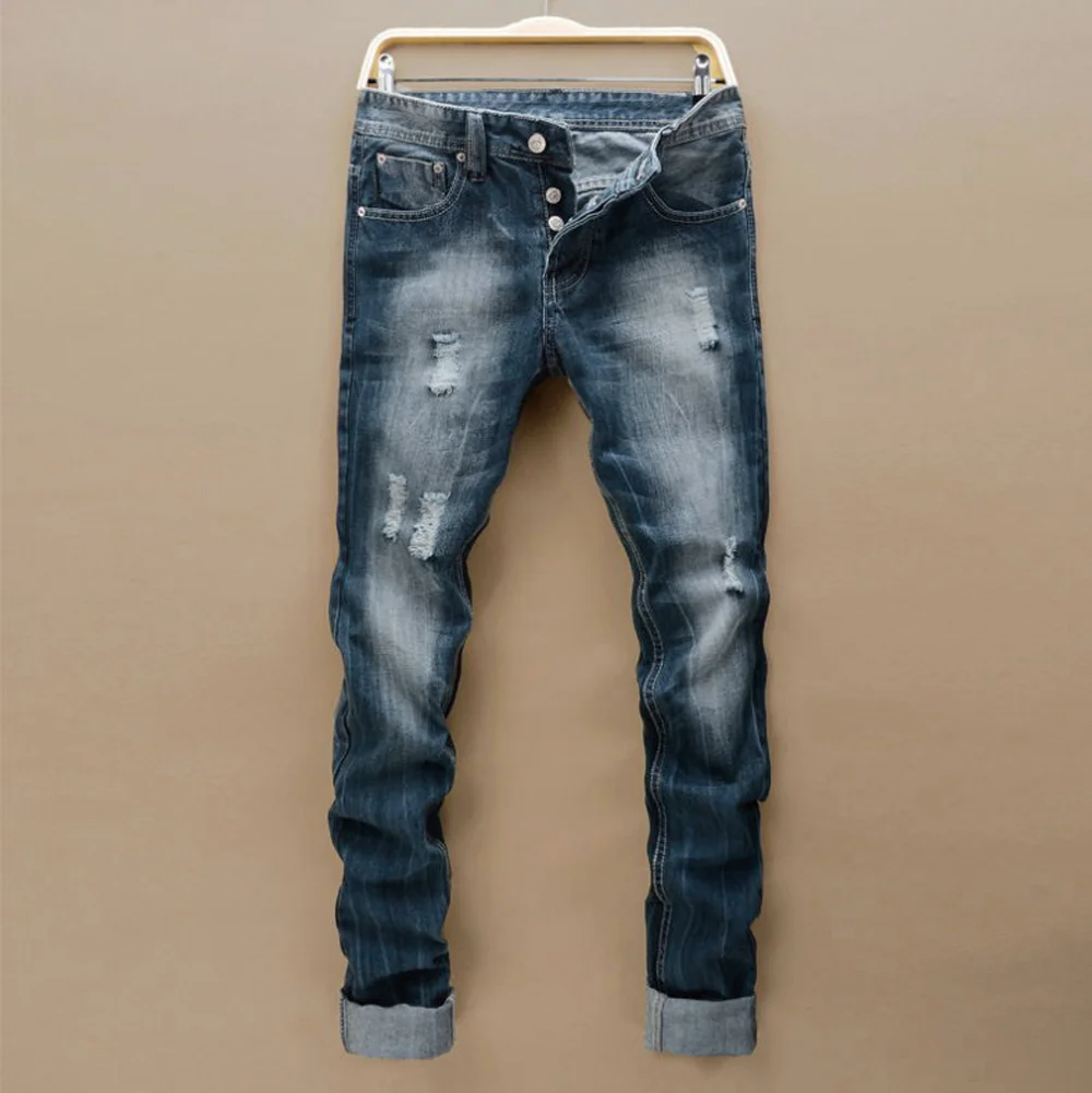 Джинсовые брюки Модные синие мужские джинсы vestido homme pantalones | Мужская одежда