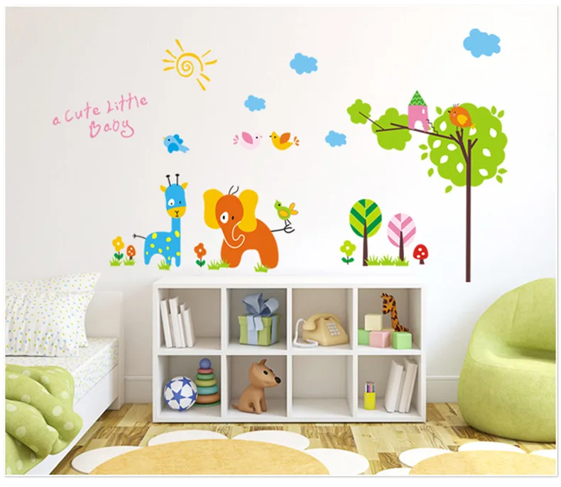 AliExpress Eaby Amazon Внешняя торговля стикер на стену s три поколения мультфильм Zoo цветок дерево стикер на стену AY824