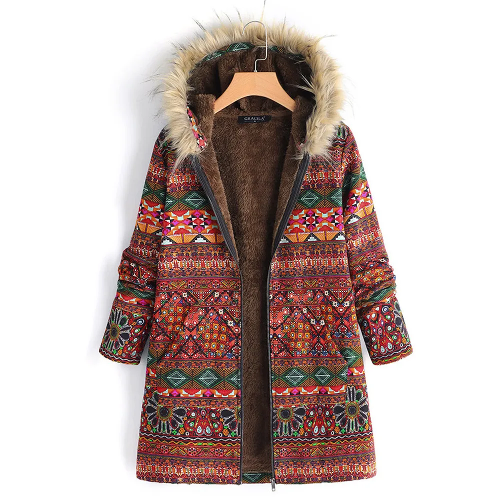 Этический стиль модное женское Бохо теплое пальто меховой капюшон для женщин большого размера плюс пальто женские толстые флисовые куртки пальто mujer Z0822