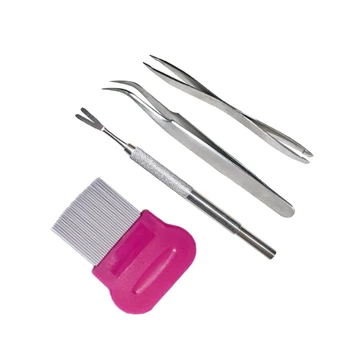 

Pet Flea Treatment Tick Removal Tool Stainless Steel Set For Dogs Fork Tweezers Clip Cat and Dog accessories