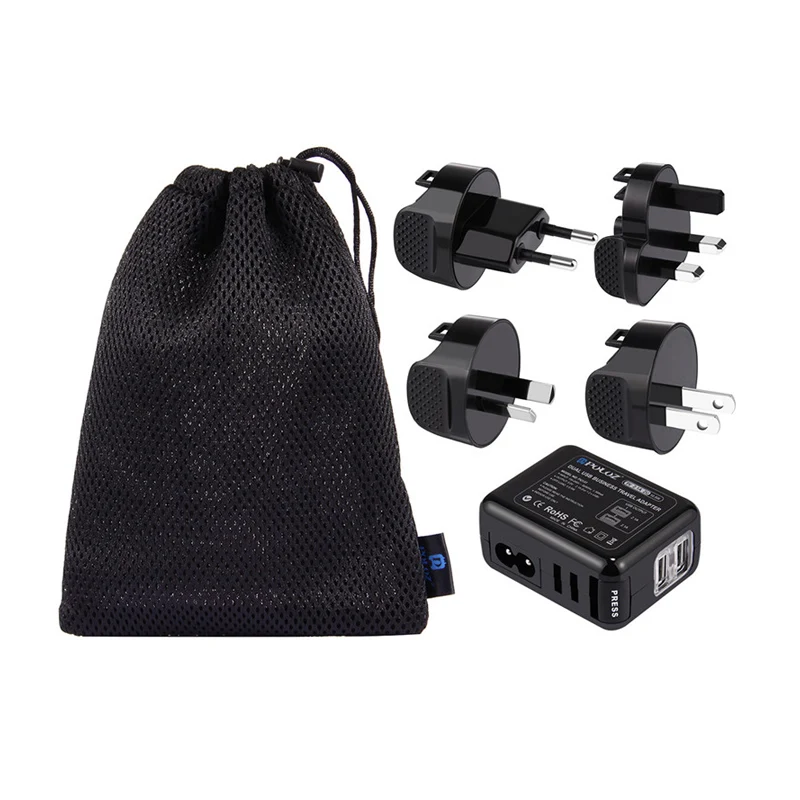 Комплект зарядного устройства для GoPro, 2 порта USB, 5 В(2,1 А+ 2,1 а), набор настенных зарядных устройств+ съемные адаптеры питания для путешествий для Великобритании, Европы, США и Австралии - Цвет: Белый цвет