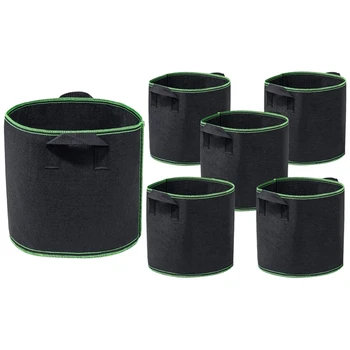 

5-Pack Mini Garden Flowers Plant Grow Bags 5 Gallon: 30CM x 26CM & 5-Pack Grow Bags 1 Gallon Aeration Fabric Pots