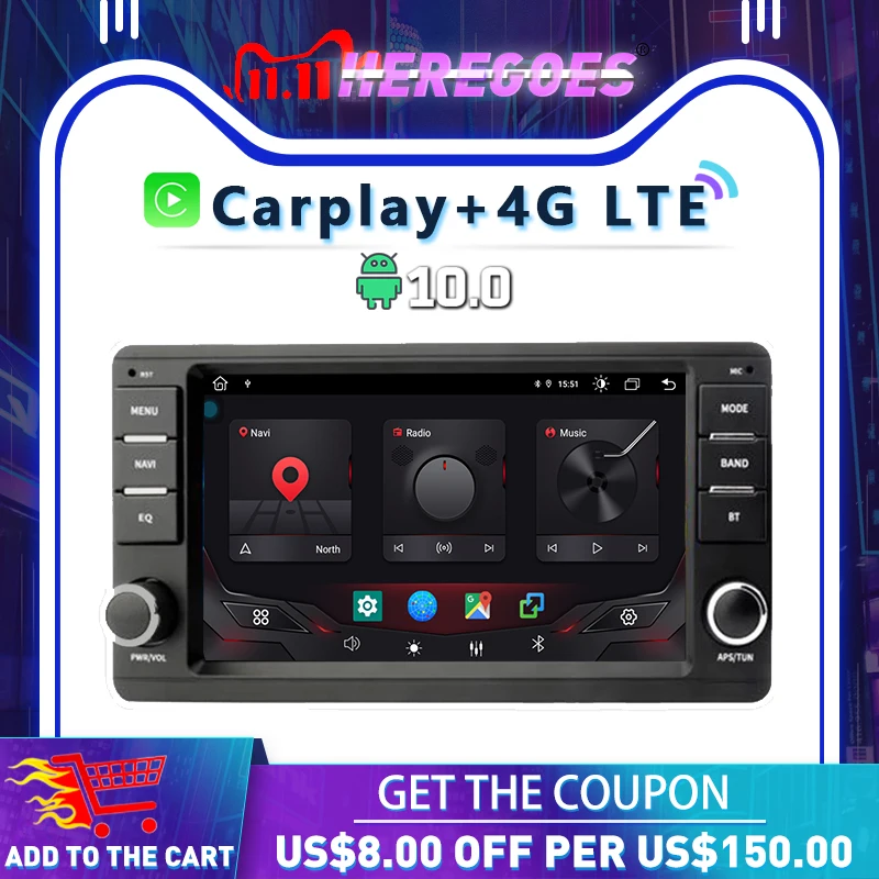 4G LTE DSP Android 10 0 2Din автомобильный DVD плеер Мультимедиа GPS Carplay Wifi Bluetooth RDS радио для