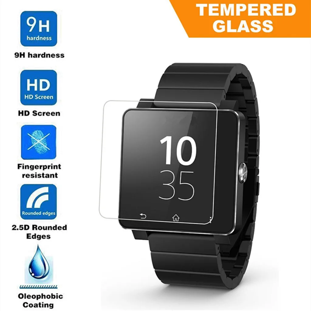 

Smart Wear Protector Film, 9H Full Coverage Tempered Glass Screen Protector Shield For Sony Smart Watch SW2