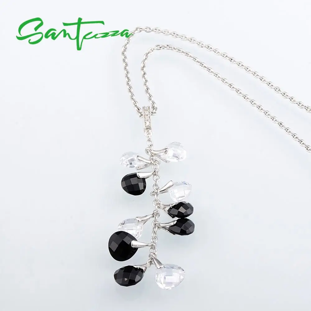 Женский кулон из серебра 925 пробы с черным ониксом и белым фианитом|pendants for women|pendant