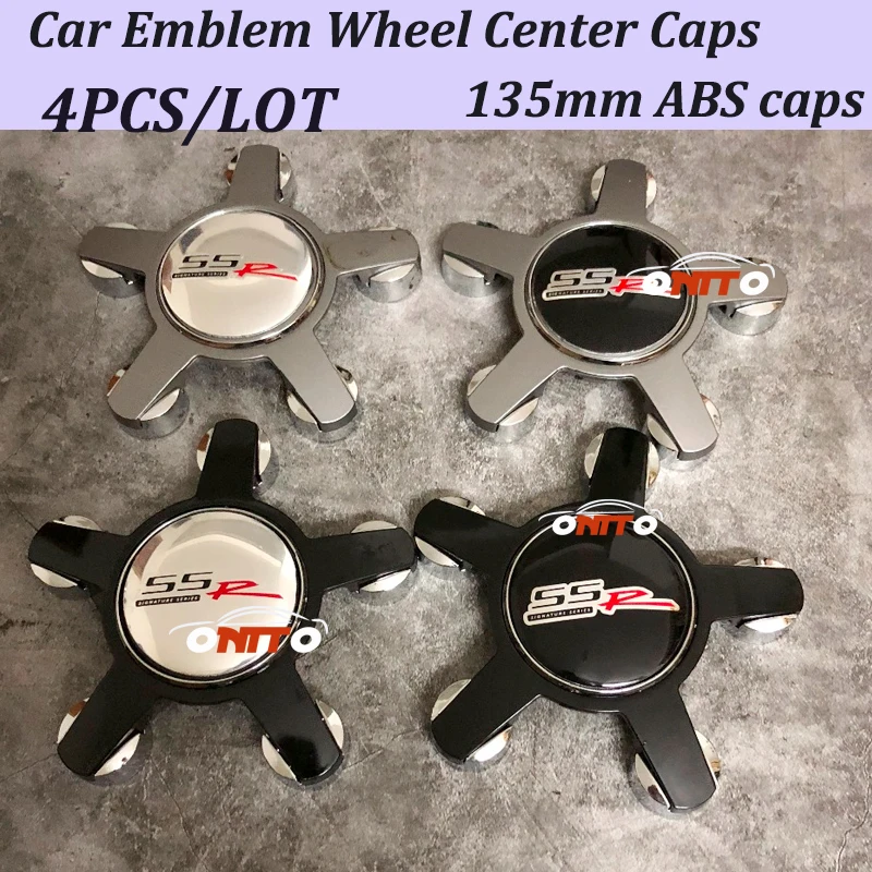 

For chevrolet lanos orlando captiva lacetti aveo SSR logo badge Car Emblem wheel center caps Sticker 4pcs 135mm 5clips