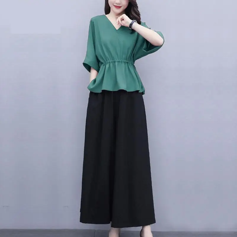 Женский шифоновый костюм Новинка лета 2022 топ с коротким рукавом для отдыха