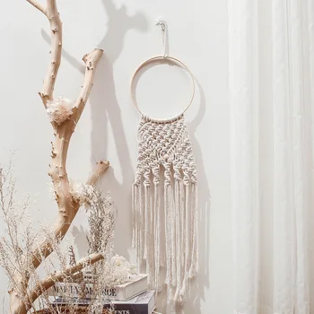 

Macrame Wall Hanging Handmade Bohemian Chic Woven DreamCatcher Baby Room Geometric Tapestry Art Beautiful Apartment Decoration