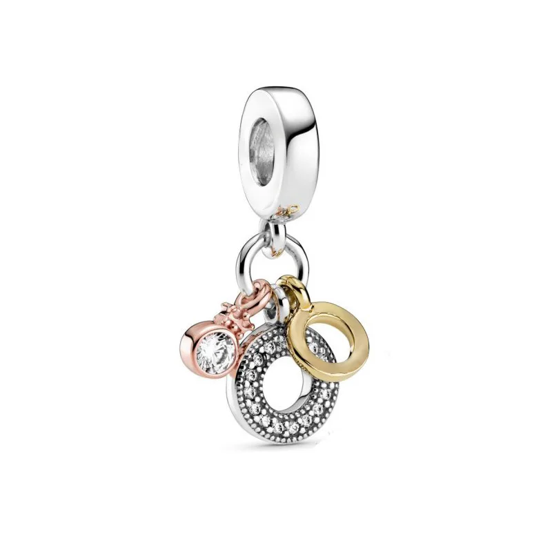 

Pre-atumn New 2020 Signature Triple Monogram Dangle Charms Beads Fit Original Pandora Charm Bracelet for Diy Jewelry Making Gift
