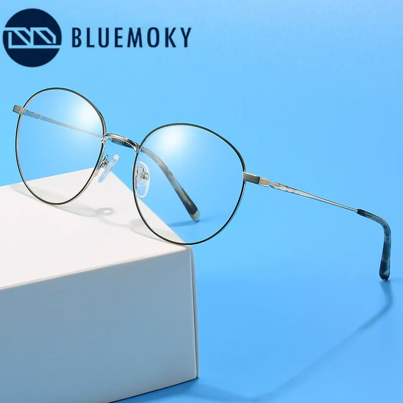 BLUEMOKY Сверхлегкий Титан очки с оправой для Для женщин Винтаж круглые близорукости