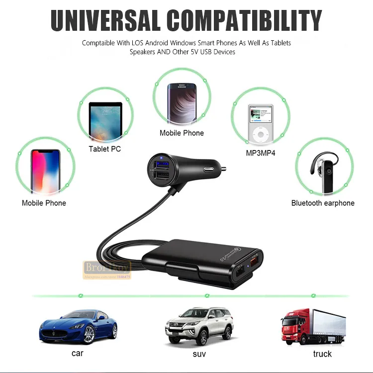 QC 3,0 быстрое автомобильное зарядное устройство 4 USB для huawei samsung Xiaomi Быстрая зарядка автомобиля для iPhone X Xs MAX автомобильный адаптер прикуривателя