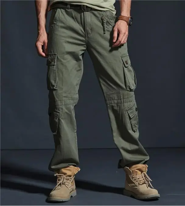 Army Green Мужские тактические брюки карго с несколькими карманами Aymy военные мужские повседневные Штаны тёплые комбинезоны свободные прямые камуфляжные длинные штаны - Цвет: Army Green