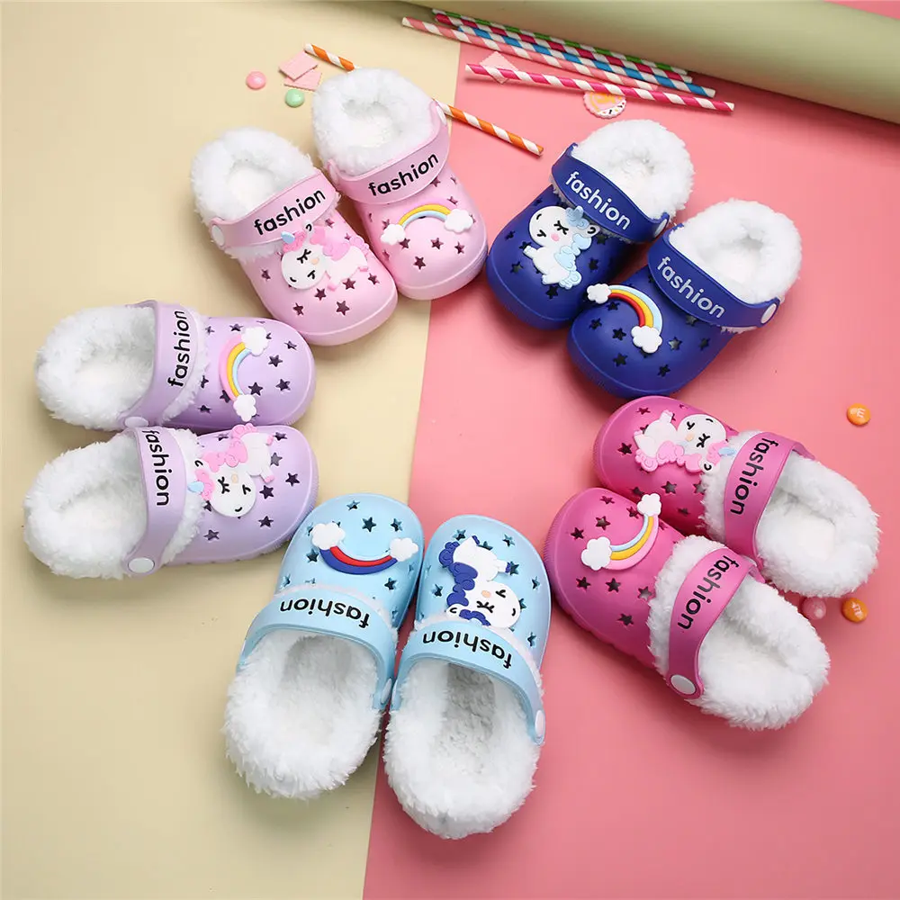 Winter Summer Unicorn Kids Beach Barefoot Cave Shoes Children Beach Sandals Toddler Boy Girl Indoor Home Slipper Cute Flip Flop