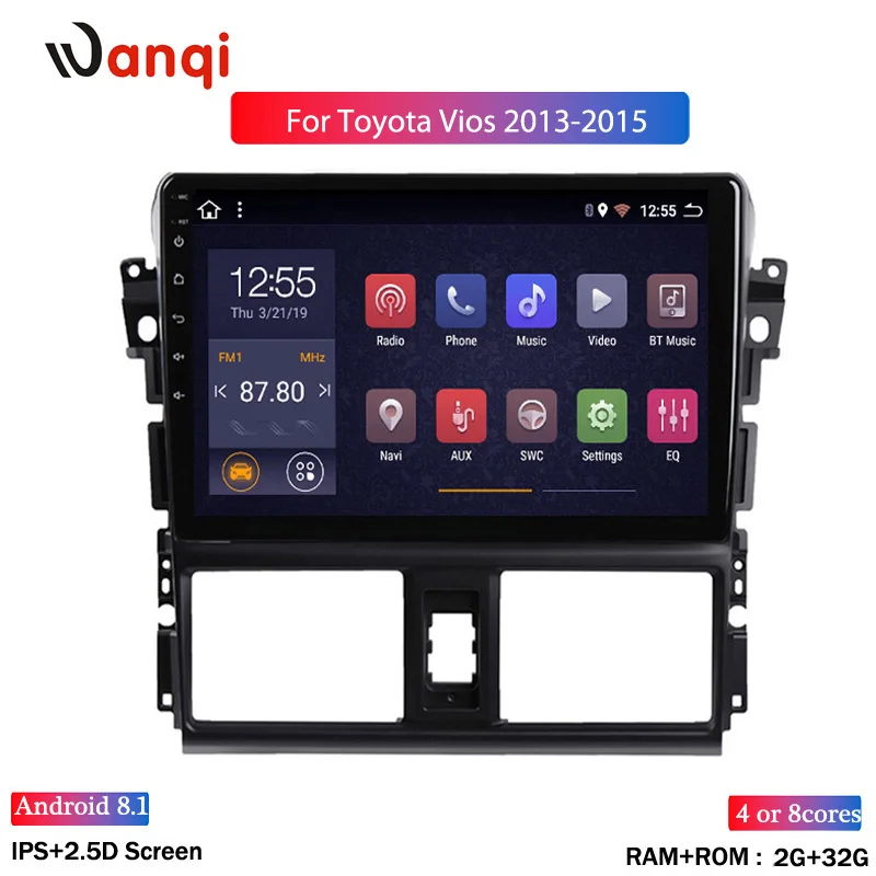 2.5D 10," 4G 2+ 32Gb Android 8,1 Автомобильный мультимедийный dvd-плеер для Toyota Vios Yaris 2013 автомобильный радиоприемник с навигацией GPS