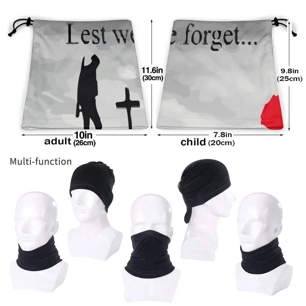 Lest We Forget Vector Art Outdoor Hunting Hiking Camping Scarf Mask Lest We Forget Poppy Poppies Anzac Day Remembrance Day War head wraps for men