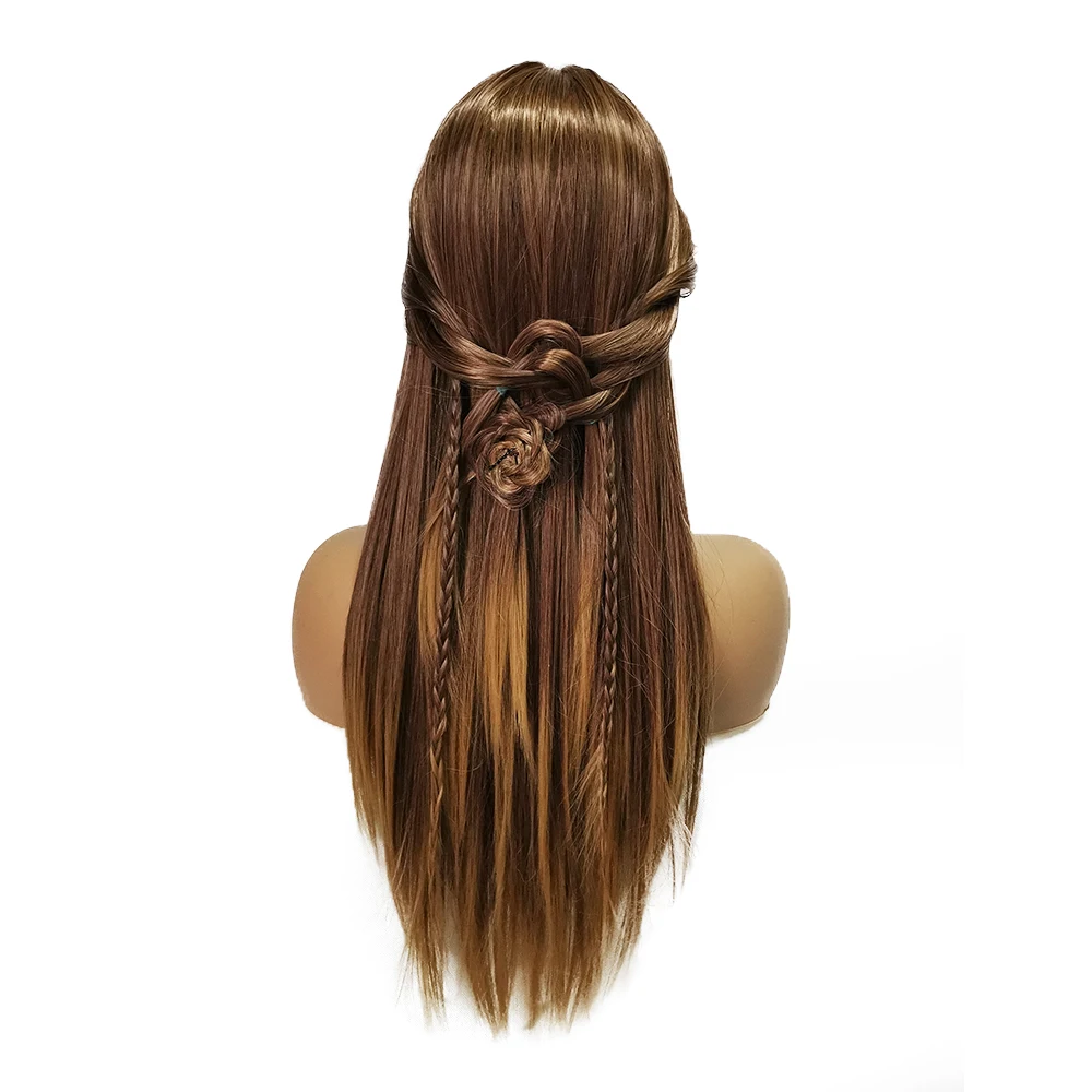 Крошечные LANA длинные стойкие Омбре женские парики с челкой термостойкие синтетические прямые парики для женщин афро-американские поддельные волосы