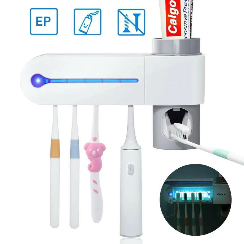 C4-Antibacteria, 2 в 1, держатель для зубной щетки, автоматический диспенсер для зубной пасты, стерилизатор, очиститель, держатель для зубной щетки для ванной