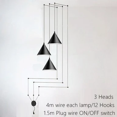 3 head 4m with plug LukLoy длинная проволочная Подвесная лампа прикроватная вилка современный подвесной светильник кухонный Остров гостиная Лофт декоративные светильники - Цвет корпуса: 3 head 4m with plug